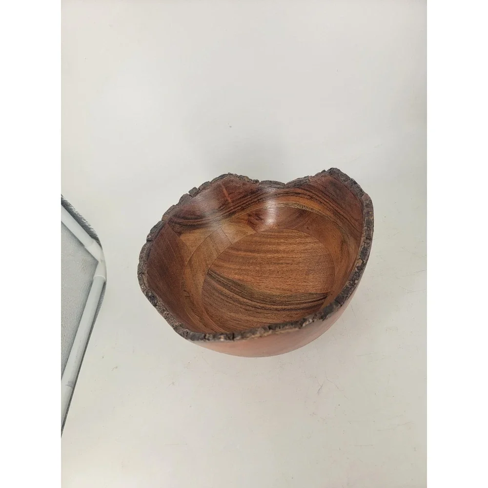 Natural Edge Hand Made Black Walnut Wooden Bowl ‎ 7 X 4 